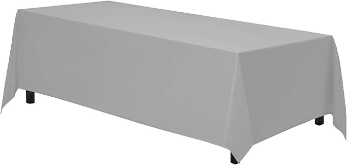 Gee Di Moda Rectangle Tablecloth - 70 x 120 Inch Silver Table Cloth for 6 or 8 Foot Rectangle Tables - Heavy Duty Washable Fabric - for Holiday Party, Dinner, Weddings, Baby Shower & Events