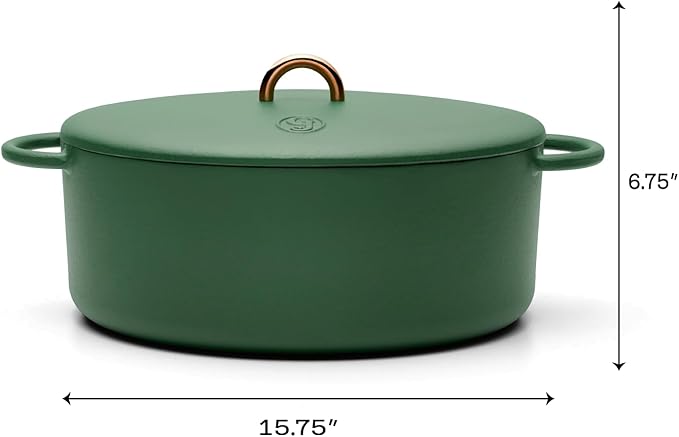 Great Jones Dutchess Cast Iron Dutch Oven Pot With Lid (Broccoli) - Large 6.75 Quart Size, Dual Handles - All Stovetop Safe - 500째 Dutch Oven For Bread Baking | Dishwasher Friendly