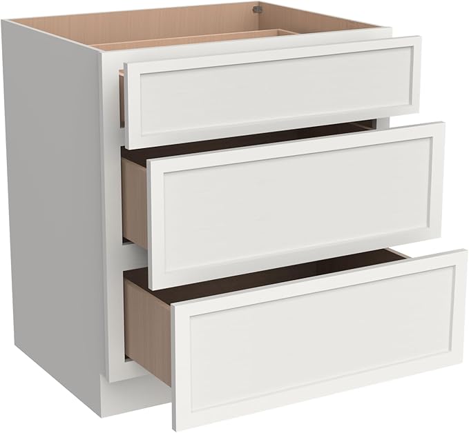 Newtown 3-Drawer Solid Wood Cabinet Premium Storage Organizer for Kitchen,Office Files, Essentials, and Mor Versatile and Stylish Drawer Cabinet for Home (NT-Origami White, 33"W x 24"D x 34.5"H)
