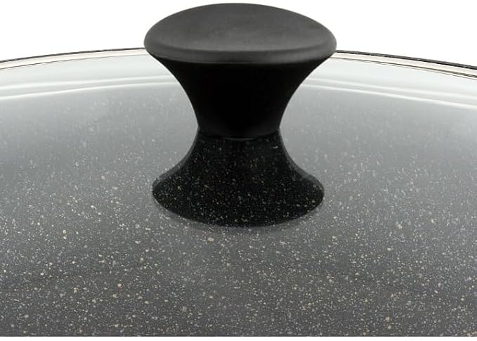 Non stick Marble Coated Two Handle Wok Pan with Lid 36cm, Black, HKA-147