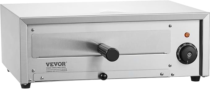 VEVOR Countertop Electric Pizza Oven, 12-inch, 1500W, 122-662??Temp Range, Stainless Steel Construction and Easy-to-Clean Crumb Tray, Suitable for Both Commercial and Home Use