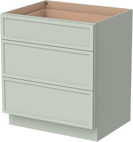 Newtown 3-Drawer Solid Wood Cabinet Premium Storage Organizer for Kitchen,Office Files, Essentials, and Mor Versatile and Stylish Drawer Cabinet for Home (NT-Jade Green, 30"W x 24"D x 34.5"H)