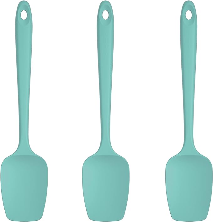 U-Taste Silicone Spoon Spatula Set, 600쨘F High Heat Resistant Food Grade Flexible Rubber Scraper, Cooking Mixing Baking Kitchen Utensils Set of 3 (Aqua Sky)