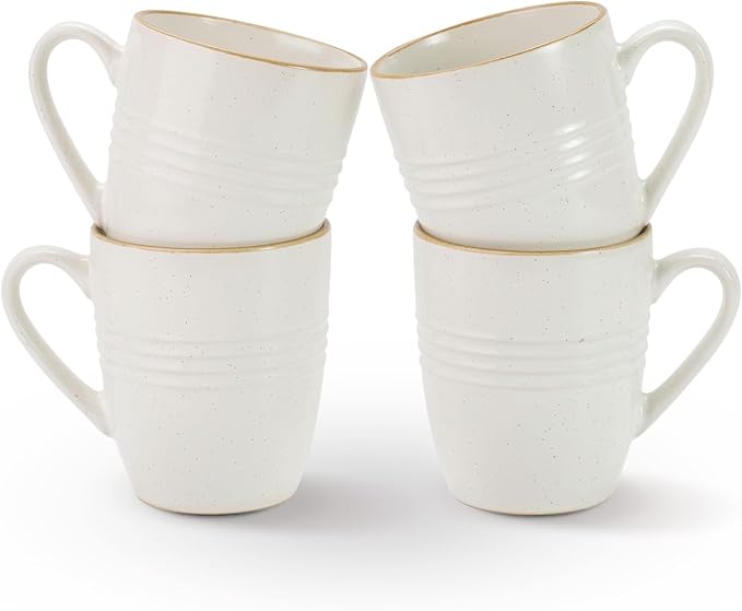 famiware Jupiter Coffee Mugs Set of 4, 14 OZ Coffee Mug, Microwave and Dishwasher Safe, Coffee Cups with Handle for Coffee, Tea, Cocoa, Milk, White