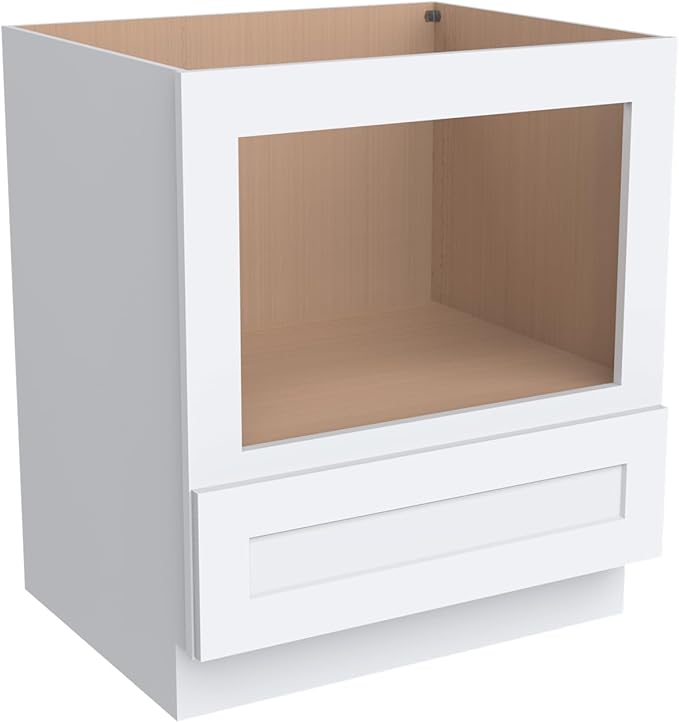 Microwave Base Cabinet ??Solid Wood Shaker Style Kitchen Storage Base Unit with Drawer & Soft-Close Doors, RTA Pantry Cupboard for Dining Room, Coffee Bar 30" W x 24" D x 34 1/2" H (White)
