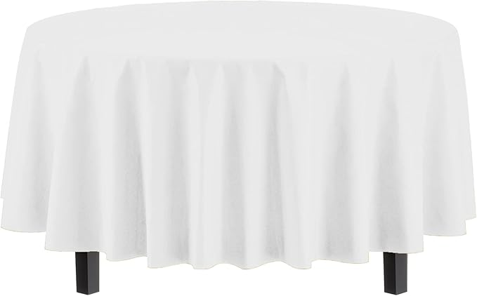 Party Solids 6-Pack Premium Plastic Tablecloth 84in. Round Plastic Table Cover - White