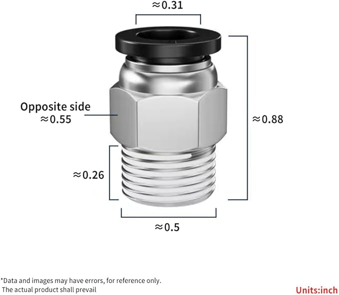 Pneumatic Black Push Connect Fittings 5/16 Inch Tube OD x 1/4 Inch NPT Air Push Connect Tools Pneumatic Hose Fittings(Pack of 10)
