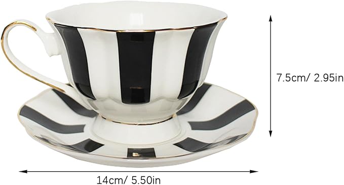Hemoton Polka Dot Cup and Saucer Set Ceramic Coffee Mug with Saucer 5.3 Inch Vintage European Style Porcelain Coffee Cup for Latte Cappuccino Tea and Afternoon Tea Serving