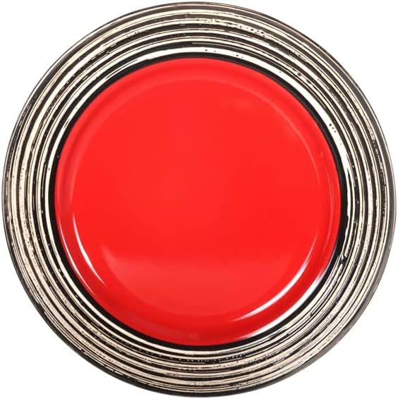 48 Piece Dinnerware Set, Ceramic Plates and Bowls Sets for 8, Microwave and Dishwasher Safe, Handcrafted Tree Bark Series Dish Set, Strawberry/Red