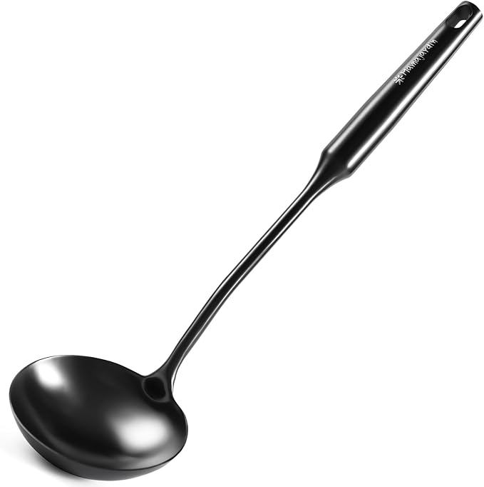 Soup Ladle - 18/10 Stainless Steel Ladle Spoon, 13.8" Large Soup Spoons, Resilient Kitchen Metal Ladel for Cooking, Serving, Stirring, Canning竊똕auce, Wok & Soup竊똁lack, Christmas Gifts