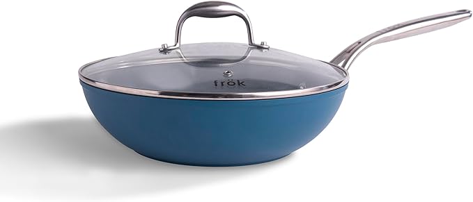 fr철k All-In-One Non-Stick Fry Pan Meets Wok with Lid, 11-Inch, Blue & Silver