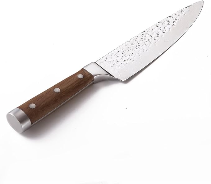 BGT 7 & 8 Inches Japanese 67 Layer High Grade VG-10 Super Damascus Steel Knives, Sharp Professional Hammered Kitchen Knife with Teak Handle (Silver Blade)