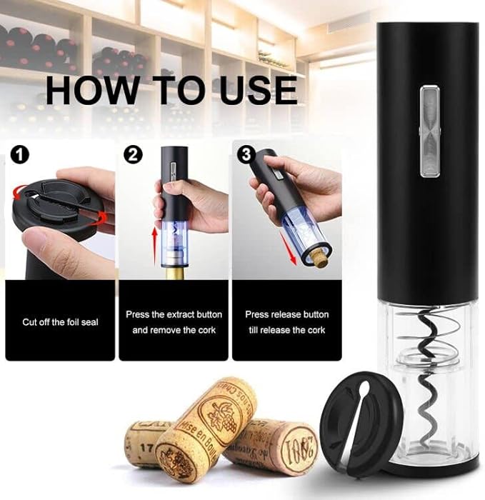 COKUNST Electric Wine Opener, Rechargeable Automatic Wine Corkscrew Bottle Opener With Foil Cutter, Type-C Charging Wine Openers With LED Light For Home Party Restaurant Wedding Gifts