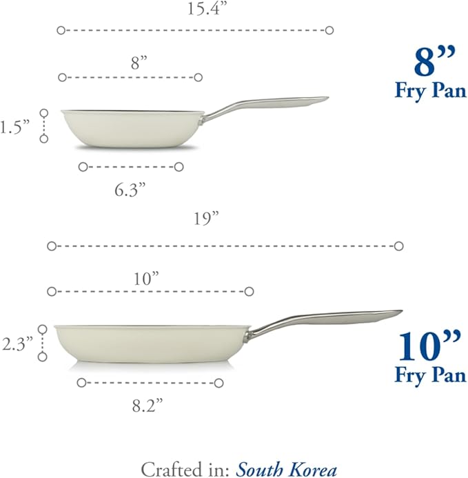 TeChef ValenCera Collection | Ceramic Nonstick Cookware Set, Free of PFAS, PTFE, PFOA, Made in Korea (6-Piece Set)