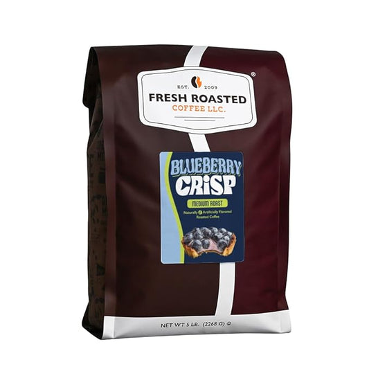 Fresh Roasted Coffee, Blueberry Crisp Flavored Coffee, 5 lb (80 oz), Medium Roast, Kosher, Ground