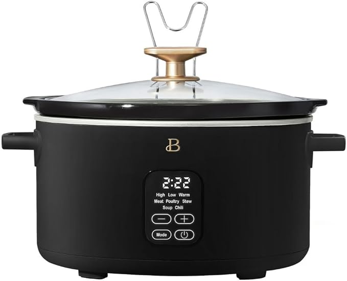 Beautiful 6?‘Quart Programmable Slow Cooker with 5 Presets, Keep?‘Warm, Touch Display & Dishwasher?‘Safe Pot (Black)