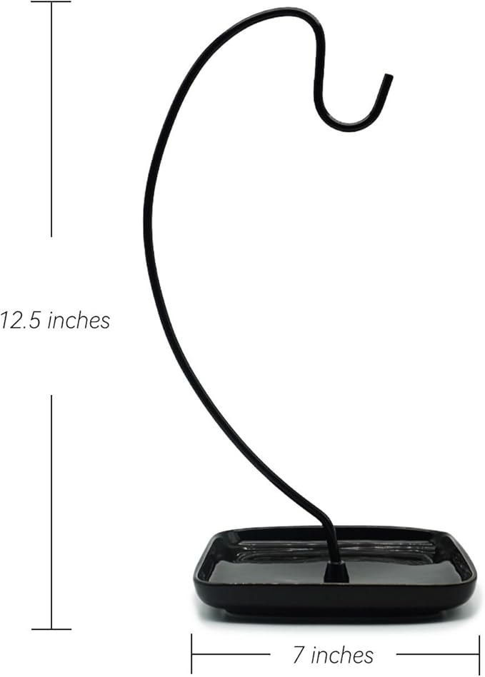 VROOMIUM Banana Holder Stand with Ceramic Bowl - Holds Up to 5 Pounds Bananas, Hassle-free Cleaning, Stylish and Chic Design Banana Rack, Black