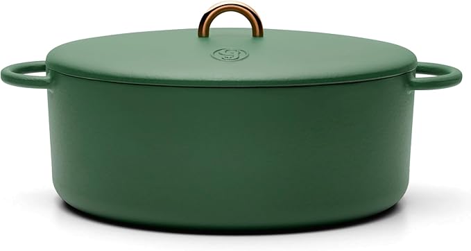 Great Jones Dutchess Cast Iron Dutch Oven Pot With Lid (Broccoli) - Large 6.75 Quart Size, Dual Handles - All Stovetop Safe - 500째 Dutch Oven For Bread Baking | Dishwasher Friendly