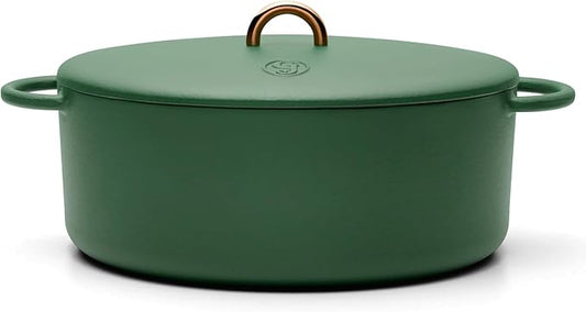 Great Jones Dutchess Cast Iron Dutch Oven Pot With Lid (Broccoli) - Large 6.75 Quart Size, Dual Handles - All Stovetop Safe - 500째 Dutch Oven For Bread Baking | Dishwasher Friendly