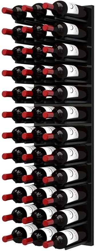 Fusion Wine Wall Cork-Out (4 Foot, Black Acrylic, Matte Black Peg, Stores 36 Bottles) Modular Wine Rack for Easy Install in Home Bar or Wine Cellar