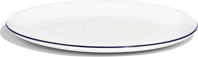 Made In Cookware - Serving Platter - White With Navy Rim- Porcelain England