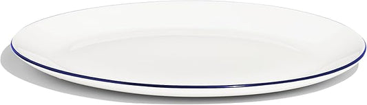 Made In Cookware - Serving Platter - White With Navy Rim- Porcelain England