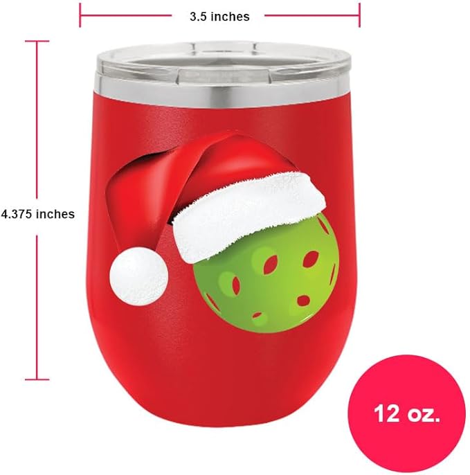 Pickleball Wine Tumbler, Pickleball Gift, 12oz Stainless Steel Wine Tumbler, Gifts For Him, For Her, For Boys, For Girls, Birthday, Christmas Gift idea (Red)