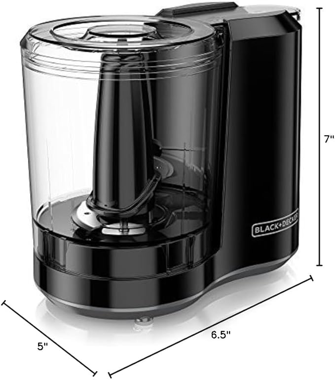 BLACK+DECKER 3-Cup Electric Food Chopper, HC300B, One Touch Pulse, 175W Motor, Stay-Sharp Blade, Dishwasher Safe (Pack of 2)