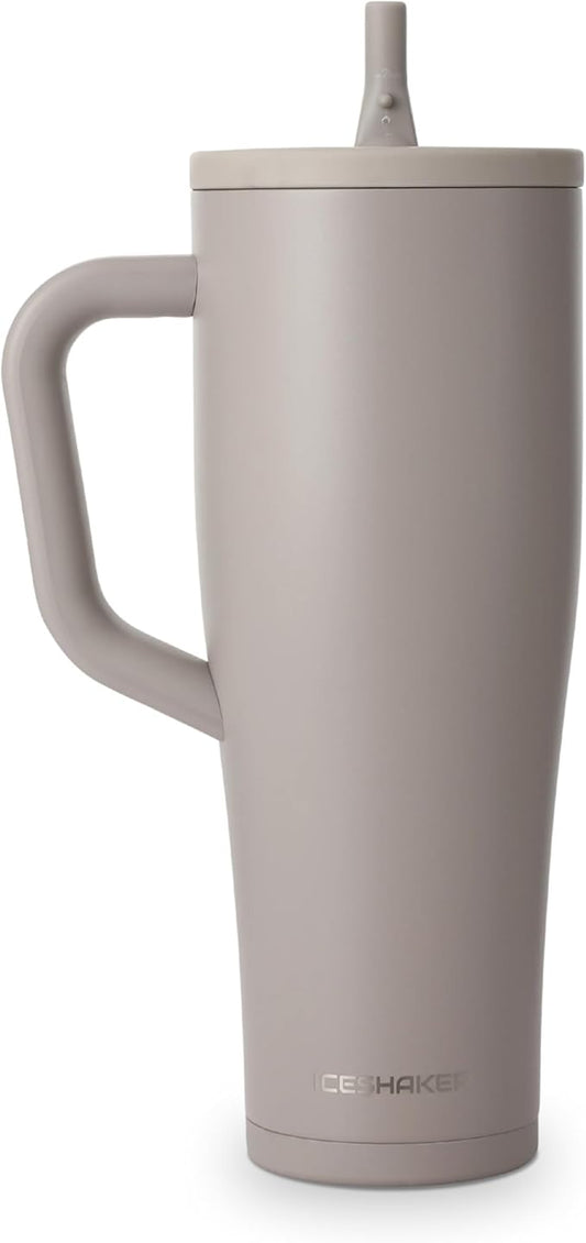 Ice Shaker 40 oz Tumbler with Handle and Straw | 40oz Java | Cold for 30+ Hours | 2-in-1 Tumbler Shaker Bottle | Odor-Free 40 ounce Bottle for Water, Protein Shakes, Smoothies, Cocktails