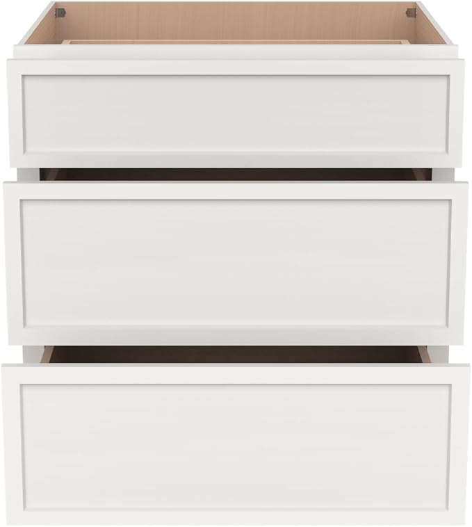 Newtown 3-Drawer Solid Wood Cabinet Premium Storage Organizer for Kitchen,Office Files, Essentials, and Mor Versatile and Stylish Drawer Cabinet for Home (NT-Origami White, 33"W x 24"D x 34.5"H)