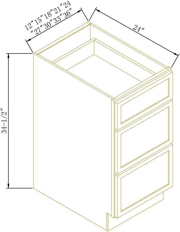 Newtown 3-Drawer Solid Wood Cabinet Premium Storage Organizer for Kitchen,Office Files, Essentials, and Mor Versatile and Stylish Drawer Cabinet for Home (NT-Origami White, 36"W x 24"D x 34.5"H)