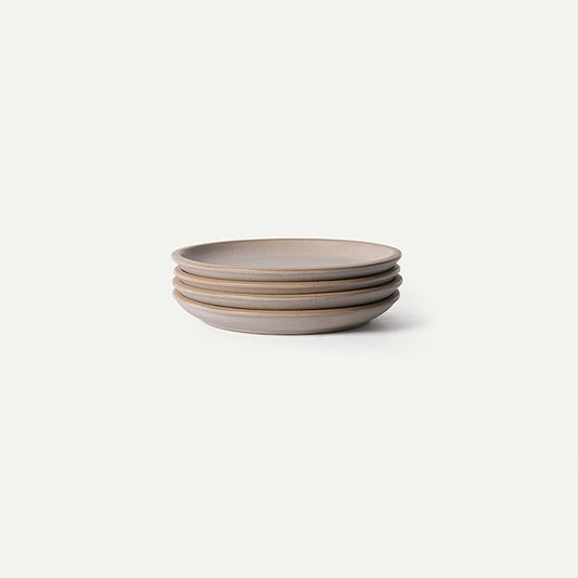 MORA Medium Plates Set of 4, 8.5 inch Ceramic Pottery Salad Plates - Microwave, Oven and Dishwasher Safe - Mushroom