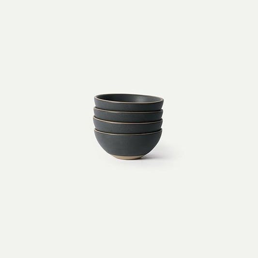 MORA Small Bowls Set of 4, 16oz Ceramic Pottery Dessert Bowls - Microwave, Oven and Dishwasher Safe - Liquorice