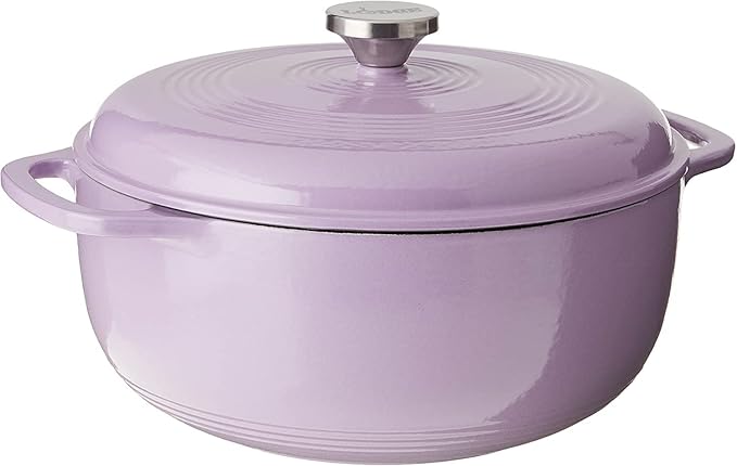Lodge 3 Quart Enameled Cast Iron Dutch Oven with Lid ??Dual Handles ??Oven Safe up to 500째 F or on Stovetop - Use to Marinate, Cook, Bake, Refrigerate and Serve ??Lilac
