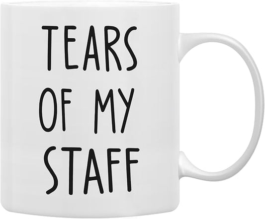 QASHWEY Tears of My Staff Mug, Funny Boss Gifts Coffee Mugs, Bosses Day BossGifts Staff Gift Tea Cup Gifts for Boss Women Men, Funny BossCoffee MugCoffee Cups Ceramic 11oz