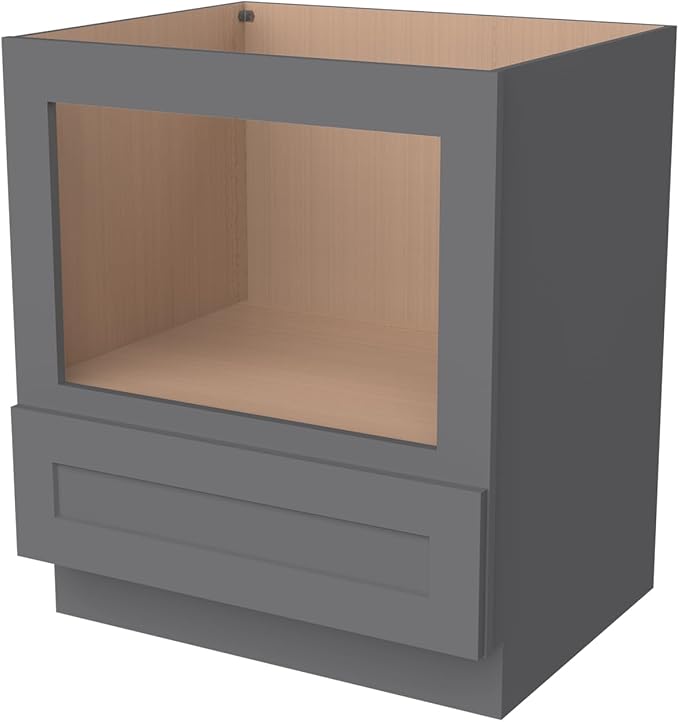 Microwave Base Cabinet ??Solid Wood Shaker Style Kitchen Storage Base Unit with Drawer & Soft-Close Doors, RTA Pantry Cupboard for Dining Room, Coffee Bar 30" W x 24" D x 34 1/2" H (Pebble Gray)