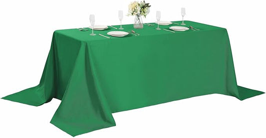 Cupuamon Rectangle Tablecloth 90x132 inch Washable Polyester Fabric Table Cloth for Wedding Party Dining Banquet Decoration（90x132, Emerald）