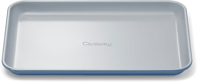 Caraway Nonstick Ceramic Small Baking Sheet (9x13?? ??Non-Toxic, PTFE & PFOA Free ??Oven Safe ??Aluminized Steel Core ??Mini Sheet Pan for Baking, Roasting & More - Slate