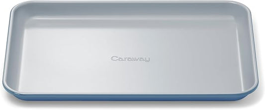 Caraway Nonstick Ceramic Small Baking Sheet (9x13?? ??Non-Toxic, PTFE & PFOA Free ??Oven Safe ??Aluminized Steel Core ??Mini Sheet Pan for Baking, Roasting & More - Slate