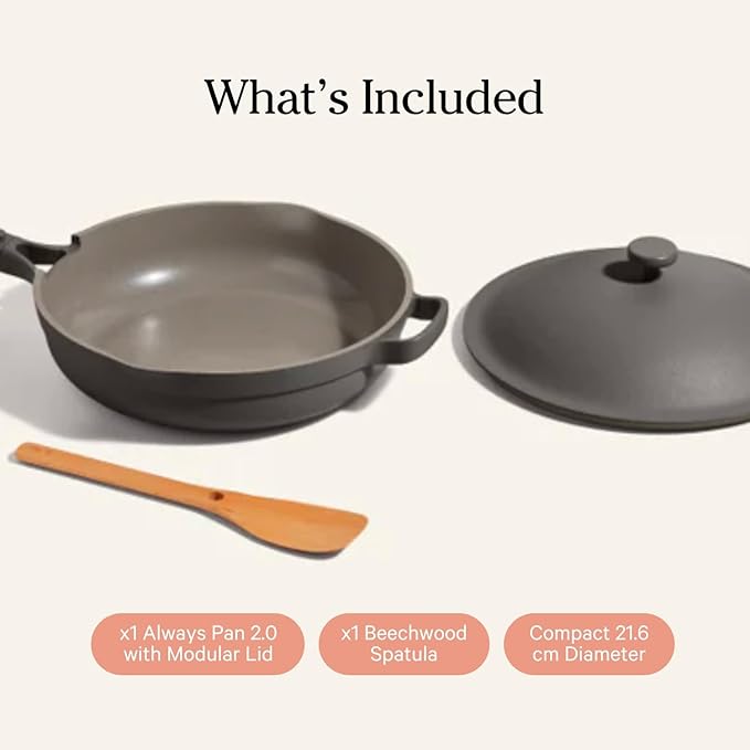 Our Place Mini Always Pan | 8.5" Ceramic Pan with Modular Lid & Beechwood Spatula | Patented 10-in-1 Nonstick, Non-Toxic Cookware Made Without PFAS | Induction & Oven-Safe up to 450째F | Char