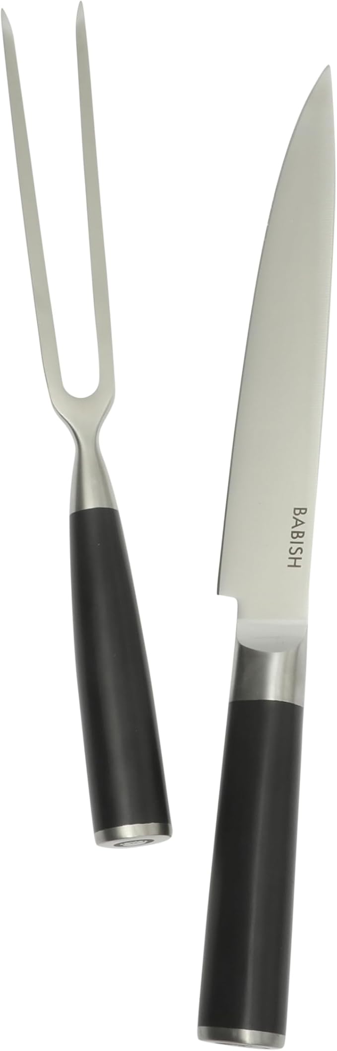 Babish 2-Piece Carving Knife and Fork Set ??8-Inch Stainless Steel Carving Knife with 6.5-Inch Fork ??Precision Cutlery for Turkey, Roast, and Meat Carving ??Ergonomic ABS Handles
