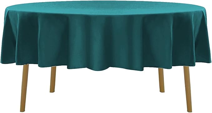 Cupuamon 60 inch Round Tablecloth Washable Polyester Table Cloth Decorative Table Cover for Wedding Party Dining Banquet（60 inch,Peacock Blue）