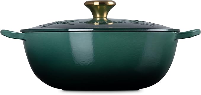 Le Creuset Enameled Cast Iron Holly Collection Soup Pot, 4.5 qt., Artichaut with Gold Knob