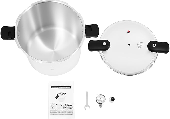 Pressure Canner Cooker, 23 Quart Large Capacity Aluminium Thickened Explosion-proof Electric Pressure Canner Commercial Manual Canning Cookware w/Gauge Release Valve for Gas, Electric