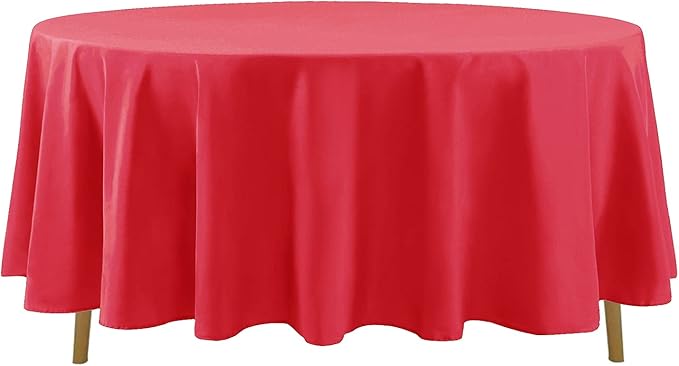 6 Pack Red Round Tablecloths 108 Inches Table Cloth Stain and Wrinkle Resistant Washable Polyester Table Cover Fabric for Party, Wedding,Dining,and Banquet Decoration