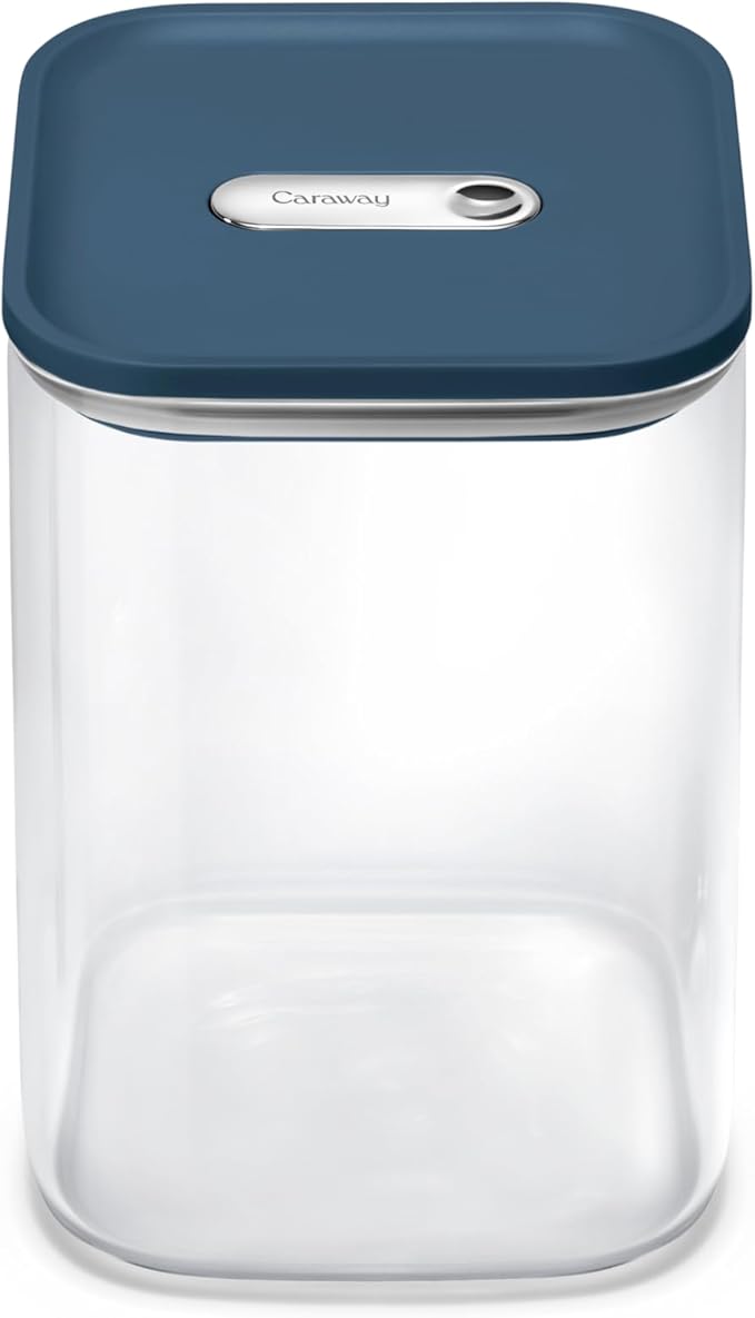 Caraway 4qt Glass Airtight Food Storage Container with Lid ??Non-Toxic, BPA-Free Kitchen Storage Container ??Stackable, Space-Saving Airtight Container for Dry Goods and More - Navy