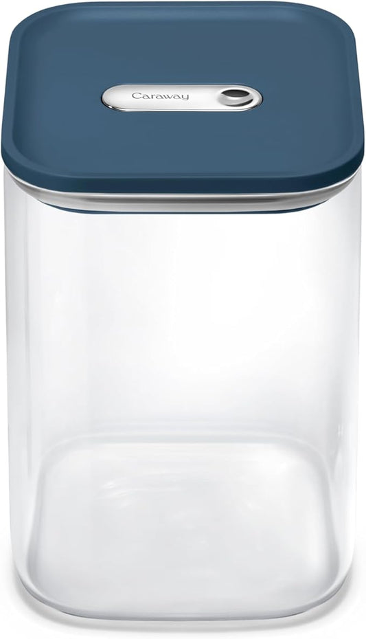 Caraway 4qt Glass Airtight Food Storage Container with Lid ??Non-Toxic, BPA-Free Kitchen Storage Container ??Stackable, Space-Saving Airtight Container for Dry Goods and More - Navy