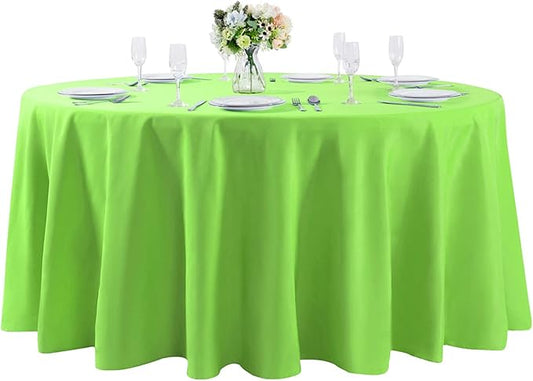 Cupuamon 132 inch Round Tablecloth Washable Polyester Table Cloth Decorative Table Cover for Wedding Party Dining Banquet（132 inch,Apple Green）