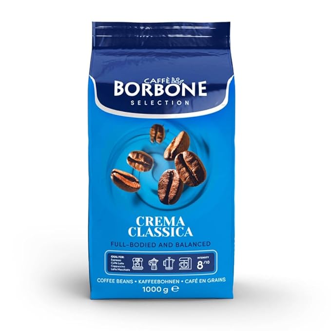 Caff챔 Borbone Whole Bean Coffee, Medium Roast Arabica and Robusta Blend, Crema Classica, Full-Bodied and Balanced Italian Coffee, 2.2 lb Bag
