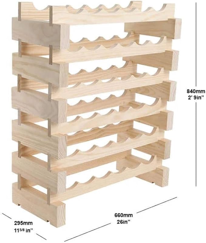 36 Bottle Wine Rack Natural Pine